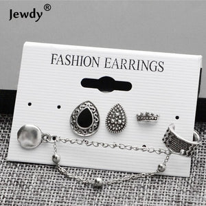 Boho Silver Crystal Earrings